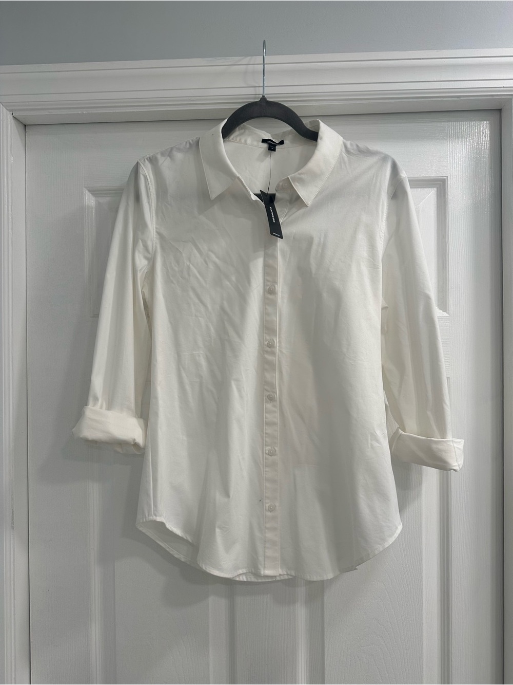 Express White Button-Up Shirt with RFID Tag